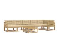 vidaXL Ensemble de canapés d'extérieur 7 pcs Blanc et Beige, Canapé sectionnel Moderne pour l'extérieur, Salon de Jardin résistant aux intempéries, Meuble Ergonomique