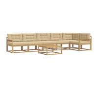 vidaXL Ensemble de canapés d'extérieur 7 pcs Blanc et Beige, Canapé sectionnel Moderne pour l'extérieur, Salon de Jardin résistant aux intempéries, Meuble Ergonomique