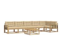 vidaXL Ensemble de canapés d'extérieur 7 pcs Blanc et Beige, Canapé sectionnel Moderne pour l'extérieur, Salon de Jardin résistant aux intempéries, Meuble Ergonomique