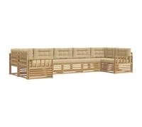 vidaXL Ensemble de canapés d'extérieur 7 pcs Blanc et Beige, Canapés Modernes pour Jardin, mobilier d'extérieur Durable, Design Minimaliste pour se détendre