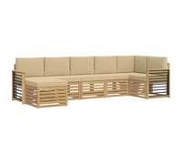 vidaXL Ensemble de canapés d'extérieur 7 pcs Blanc et Beige, Découvrez des canapés Modernes pour l'extérieur, Meubles sectionnels pour Votre terrasse, détente au Jardin