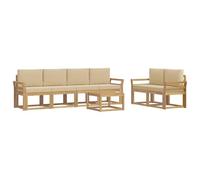 vidaXL Ensemble de canapés d'extérieur 7 pcs Blanc et Beige, Ensemble de canapé de Jardin en Acacia, mobilier extérieur Moderne, sectionnel Durable, Lounge stylé, Design Ergonomique