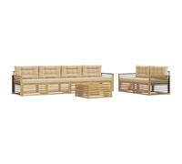 vidaXL Ensemble de canapés d'extérieur 7 pcs Blanc et Beige Polyester, Canapé de Jardin, sectionnel Moderne, mobilier Durable pour terrasse, Confort Optimal pour se Relaxer