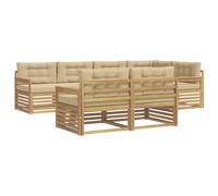 vidaXL Ensemble de canapés d'extérieur 7 pcs Blanc et Beige Polyester, Sofa d'extérieur, Salon de Jardin, Ensemble sectionnel, mobilier Moderne, Confort en terrasse