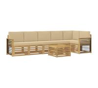vidaXL Ensemble de canapés d'extérieur 7 pcs Blanc et Beige, Salon de Jardin, Ensembles Modernes, canapés modulaires, Salle à Manger détente, Ensemble Bois, Design pour Patio