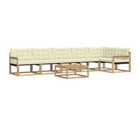 vidaXL Ensemble de canapés d'extérieur 7 pcs Blanc et crème, Canapé de Jardin, Ensemble sectionnel Moderne, Salon extérieur, mobilier terrasse Confortable