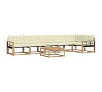 vidaXL Ensemble de canapés d'extérieur 7 pcs Blanc et crème, Canapé de Jardin, Ensemble sectionnel Moderne, Salon extérieur, mobilier terrasse Confortable