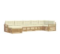 vidaXL Ensemble de canapés d'extérieur 7 pcs Blanc et crème, Canapé de Jardin, Meuble Moderne, Lounge Patio résistant aux intempéries, Ensemble Confort terrasse