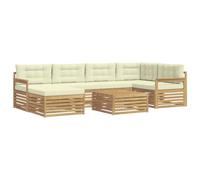 vidaXL Ensemble de canapés d'extérieur 7 pcs Blanc et crème, Canapé de Jardin Moderne, sectionnel résistant aux intempéries, idéal pour la terrasse, mobilier Lounge Confortable