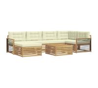 vidaXL Ensemble de canapés d'extérieur 7 pcs Blanc et crème, Canapé de Jardin Moderne, sectionnel résistant aux intempéries, idéal pour la terrasse, mobilier Lounge Confortable
