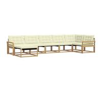 vidaXL Ensemble de canapés d'extérieur 7 pcs Blanc et crème, Canapé d'extérieur élégant, Ensemble Moderne, mobilier résistant aux intempéries pour Le Confort du Jardin