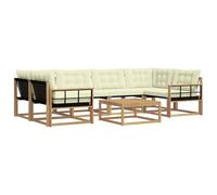 vidaXL Ensemble de canapés d'extérieur 7 pcs Blanc et crème, Canapé d'extérieur Moderne, mobilier de Jardin, Salon Durable, Coin terrasse, Ensemble Confortable