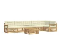 vidaXL Ensemble de canapés d'extérieur 7 pcs Blanc et crème, Canapé d'extérieur Moderne, sectionnel pour terrasse, Salon et Confort au Jardin