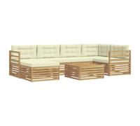 vidaXL Ensemble de canapés d'extérieur 7 pcs Blanc et crème, Canapé sectionnel de Jardin, Lounge Moderne, sièges Patio résistants aux intempéries, Confort terrasse
