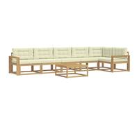 vidaXL Ensemble de canapés d'extérieur 7 pcs Blanc et crème, Canapé sectionnel Moderne pour l'extérieur, Salon de Jardin résistant aux intempéries, Meuble Ergonomique