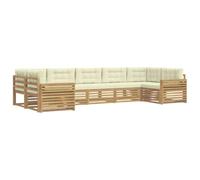 vidaXL Ensemble de canapés d'extérieur 7 pcs Blanc et crème, Canapés de Jardin, mobilier Moderne pour l'extérieur, Confort au Bord de la Piscine, Designs Pratiques pour la terrasse
