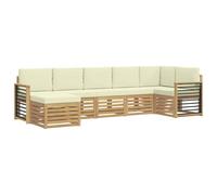 vidaXL Ensemble de canapés d'extérieur 7 pcs Blanc et crème, Découvrez des canapés Modernes pour l'extérieur, Meubles sectionnels pour Votre terrasse, détente au Jardin