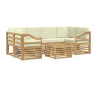 vidaXL Ensemble de canapés d'extérieur 7 pcs Blanc et crème Polyester, Canapé d'angle de Jardin, mobilier Lounge résistant, Ensemble Moderne pour Un Patio Zen et Confortable