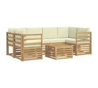 vidaXL Ensemble de canapés d'extérieur 7 pcs Blanc et crème Polyester, Canapé d'angle de Jardin, mobilier Lounge résistant, Ensemble Moderne pour Un Patio Zen et Confortable
