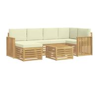 vidaXL Ensemble de canapés d'extérieur 7 pcs Blanc et crème Polyester, Canape d'extérieur, Ensemble Moderne, Meuble Confortable pour Salon Jardin, Coin détente sur la terrasse