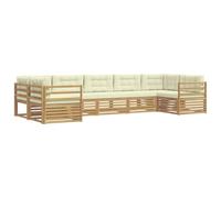 vidaXL Ensemble de canapés d'extérieur 7 pcs Blanc et crème Polyester, Canapés Modernes pour Jardin, mobilier d'extérieur Durable, Design Minimaliste pour se détendre