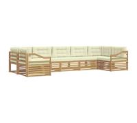 vidaXL Ensemble de canapés d'extérieur 7 pcs Blanc et crème Polyester, Canapés Modernes pour Jardin, mobilier d'extérieur Durable, Design Minimaliste pour se détendre