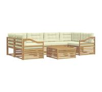 vidaXL Ensemble de canapés d'extérieur 7 pcs Blanc et crème Polyester, Set de Confort extérieur, Salon Moderne, canapé d'angle pour Jardin, mobilier de terrasse