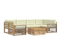 vidaXL Ensemble de canapés d'extérieur 7 pcs Blanc et crème Polyester, Set de Confort extérieur, Salon Moderne, canapé d'angle pour Jardin, mobilier de terrasse