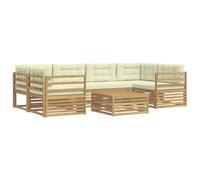 vidaXL Ensemble de canapés d'extérieur 7 pcs Blanc et crème Polyester, Set de Confort extérieur, Salon Moderne, canapé d'angle pour Jardin, mobilier de terrasse
