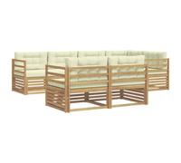 vidaXL Ensemble de canapés d'extérieur 7 pcs Blanc et crème Polyester, Sofa d'extérieur, Salon de Jardin, Ensemble sectionnel, mobilier Moderne, Confort en terrasse