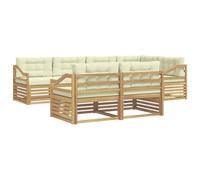vidaXL Ensemble de canapés d'extérieur 7 pcs Blanc et crème Polyester, Sofa d'extérieur, Salon de Jardin, Ensemble sectionnel, mobilier Moderne, Confort en terrasse