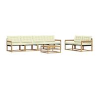vidaXL Ensemble de canapés d'extérieur 7 pcs Blanc et crème, Salon de Jardin, canapé Moderne, Salon extérieur, mobilier modulable, Assise Confortable sur terrasse