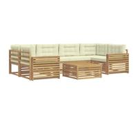 vidaXL Ensemble de canapés d'extérieur 7 pcs Blanc et crème, Set de Confort extérieur, Salon Moderne, canapé d'angle pour Jardin, mobilier de terrasse