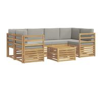 vidaXL Ensemble de canapés d'extérieur 7 pcs Blanc et Gris Clair, Canapé d'angle de Jardin, mobilier Lounge résistant, Ensemble Moderne pour Un Patio Zen et Confortable