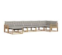 vidaXL Ensemble de canapés d'extérieur 7 pcs Blanc et Gris Clair, Canapé de Jardin Moderne, mobilier extérieur Durable, élégant, résistant aux intempéries, Confortable, Style Luxe