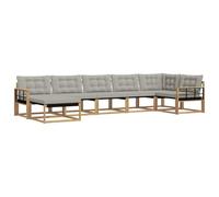 vidaXL Ensemble de canapés d'extérieur 7 pcs Blanc et Gris Clair, Canapé de Jardin Moderne, mobilier extérieur Durable, élégant, résistant aux intempéries, Confortable, Style Luxe