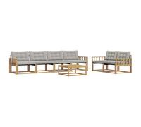 vidaXL Ensemble de canapés d'extérieur 7 pcs Blanc et Gris Clair, Salon de Jardin, canapé Moderne, Salon extérieur, mobilier modulable, Assise Confortable sur terrasse