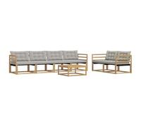 vidaXL Ensemble de canapés d'extérieur 7 pcs Blanc et Gris Clair, Salon de Jardin, canapé Moderne, Salon extérieur, mobilier modulable, Assise Confortable sur terrasse