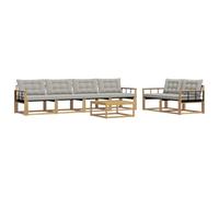 vidaXL Ensemble de canapés d'extérieur 7 pcs Blanc et Gris Clair, Salon de Jardin, canapé Moderne, Salon extérieur, mobilier modulable, Assise Confortable sur terrasse