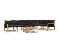 vidaXL Ensemble de canapés d'extérieur 7 pcs Blanc et Noir, Canapé de Jardin, Ensemble sectionnel Moderne, Salon extérieur, mobilier terrasse Confortable
