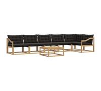 vidaXL Ensemble de canapés d'extérieur 7 pcs Blanc et Noir, Canapé de Jardin, Ensemble sectionnel Moderne, Salon extérieur, mobilier terrasse Confortable