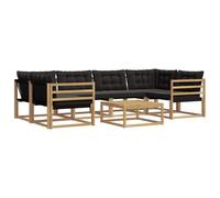 vidaXL Ensemble de canapés d'extérieur 7 pcs Blanc et Noir, Canapé d'extérieur Moderne, mobilier de Jardin, Salon Durable, Coin terrasse, Ensemble Confortable