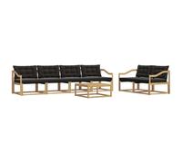 vidaXL Ensemble de canapés d'extérieur 7 pcs Blanc et Noir, Salon de Jardin, canapé Moderne, Salon extérieur, mobilier modulable, Assise Confortable sur terrasse