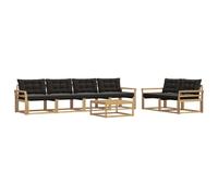 vidaXL Ensemble de canapés d'extérieur 7 pcs Blanc et Noir, Salon de Jardin, canapé Moderne, Salon extérieur, mobilier modulable, Assise Confortable sur terrasse