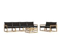 vidaXL Ensemble de canapés d'extérieur 7 pcs Blanc et Noir, Salon de Jardin, canapé Moderne, Salon extérieur, mobilier modulable, Assise Confortable sur terrasse