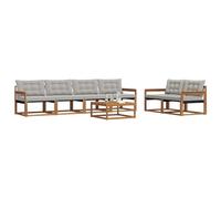 vidaXL Ensemble de canapés d'extérieur 7 pcs Gris Naturel et Clair, Canapé de Jardin, sectionnel Moderne, mobilier extérieur Durable, Confort terrasse, idéal pour se détendre