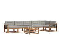 vidaXL Ensemble de canapés d'extérieur 7 pcs Gris Naturel et Clair, Ensemble de canapé de Jardin, Sectionnel Moderne, Meubles d'extérieur durables, Patio Ajustable pour espaces de Vie