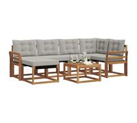 vidaXL Ensemble de canapés d'extérieur 7 pcs Gris Naturel et Clair, Ensemble de canapés de Jardin, Meubles Modernes d'extérieur pour se détendre, résistant aux intempéries et Confortable