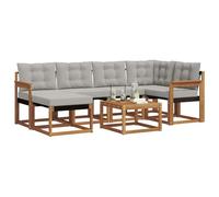 vidaXL Ensemble de canapés d'extérieur 7 pcs Gris Naturel et Clair, Ensemble de canapés de Jardin, Meubles Modernes d'extérieur pour se détendre, résistant aux intempéries et Confortable