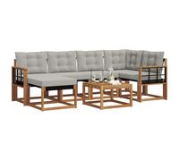 vidaXL Ensemble de canapés d'extérieur 7 pcs Gris Naturel et Clair, Ensemble de canapés de Jardin, Meubles Modernes d'extérieur pour se détendre, résistant aux intempéries et Confortable